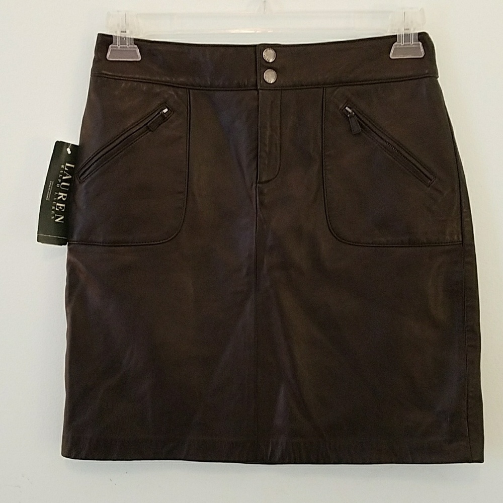 Lauren by Ralph Lauren black leather skirt